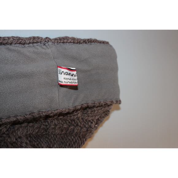 Nirvanna Designs HAT Cable Knit Brown Merino Wool Hand Knit Lined Woman’s - Picture 3 of 9